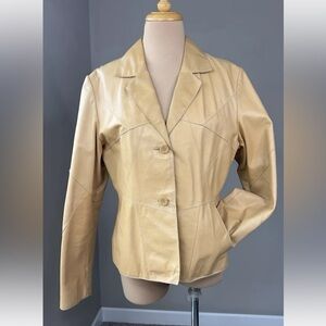 Wilsons Leather Maxima Tan Patchwork Leather Blazer Jacket L